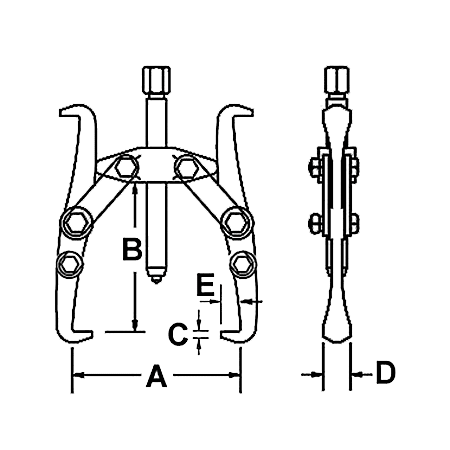 Съемник с двумя поворотными захватами проф. CrV 4"