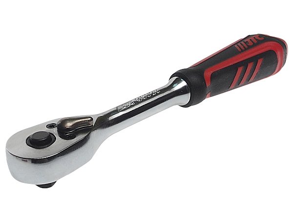 Ключ трещотка 1/4" 36 зубьев 150мм резиновая рукоятка