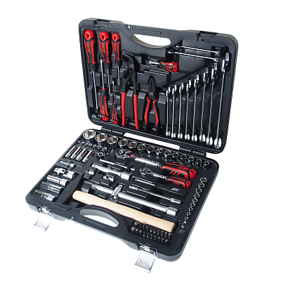 Набор инструментов 90 предметов слесарно-монтажный 1/4",1/2" 6-ти гранных в кейсе