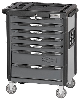 Тележка инструментальная, 7 выдвижных ящиков, серая