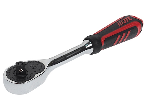 Ключ трещотка 1/4" 36 зубьев 150мм резиновая рукоятка