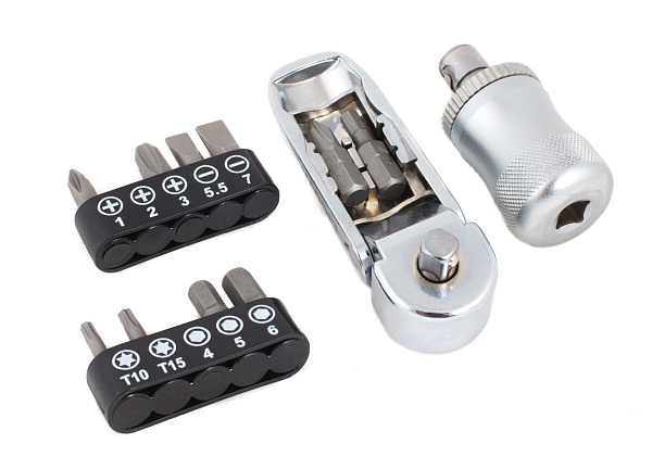 Отвертка трещоточная со сменными вставками1/4", 12 пр.