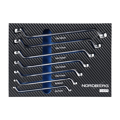 Набор ключей накидных в ложементе для тележки, 7 шт.