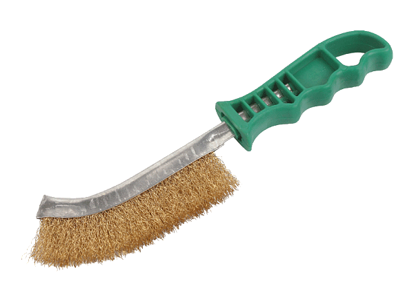 Щетка металлическая латунированная с пластиковой ручкой