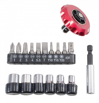 Отвертка трещоточная мини со сменными насадками 1/4