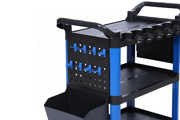 Тележка инструментальная, 3 пластиковые полки, синяя